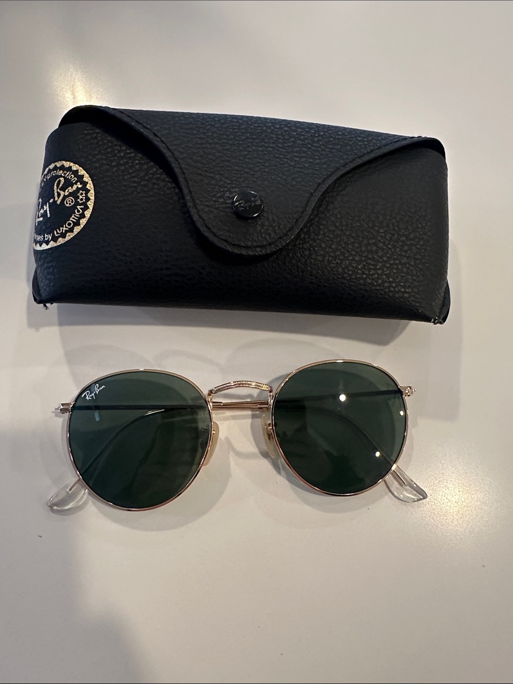 Ray-Ban Round Metal Sunglasses - Gold Frame with Green Lenses